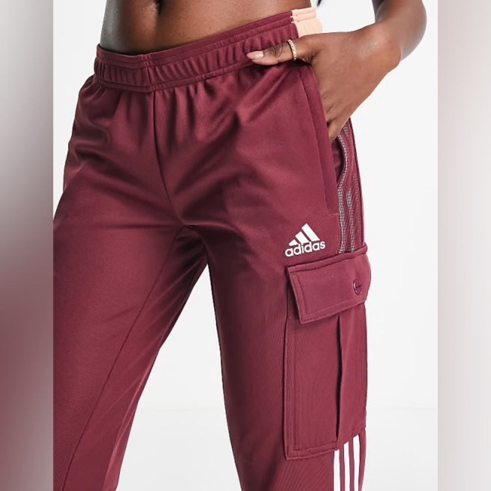 Adidas track burgundy Sweatpants with Elastic Cuffs and Slim Fit